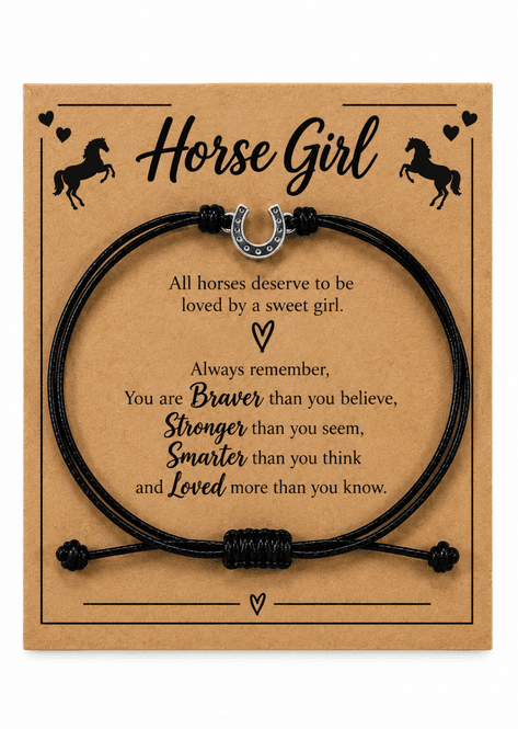 Hovedbilde Horse Girl armbånd – svart med hestesko
