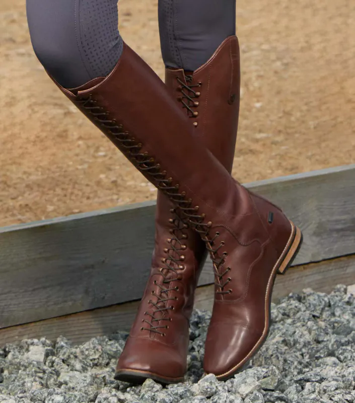 PE Womens Lace Front Tall Leather Riding Boot